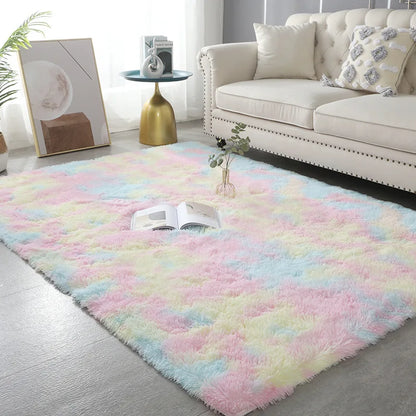 Plush Carpet Suitable For Living Room White Soft Fluffy Carpets Bedroom Bathroom Non-slip Thicken Floor Mat Teen Room Decoration