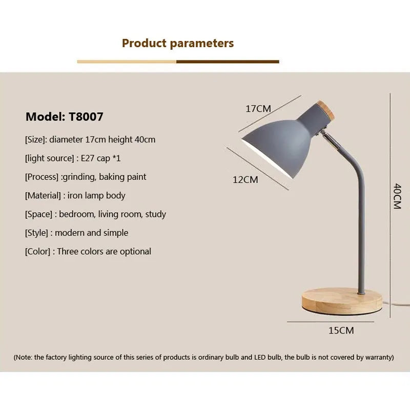 Wood Creative Table Lamp Nordic Flex Desk Light Art Simple LED E27 Lights/Eye Protection Reading&Living Room Bedroom Home Decor