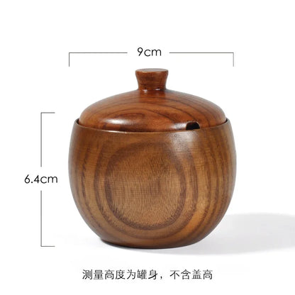 Solid Wood Seasoning Pot Creative Seasoning Bottle Wooden Retro Solid Wood Salt Shaker Kitchen Tools with Lid Seasoning Pot 2021